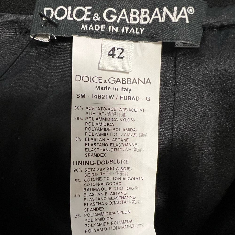 Dolce & Gabbana Green Silk Mini Skirt Black Lace Trim Women’s Size 6 / 42 / S - Picture 10 of 10